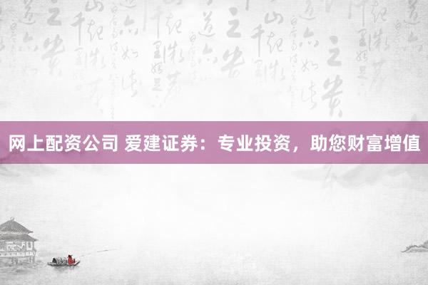 网上配资公司 爱建证券：专业投资，助您财富增值