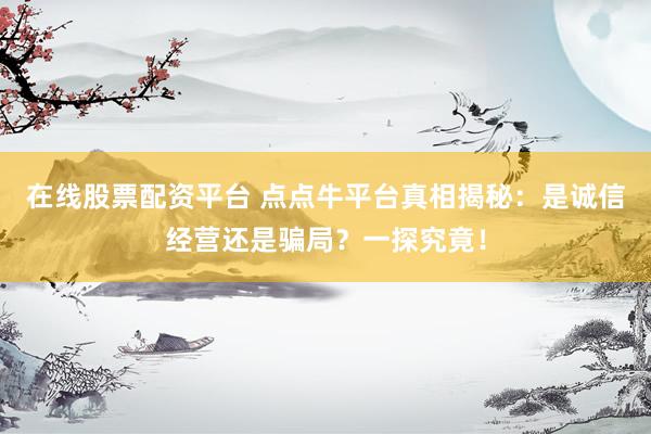 在线股票配资平台 点点牛平台真相揭秘：是诚信经营还是骗局？一探究竟！