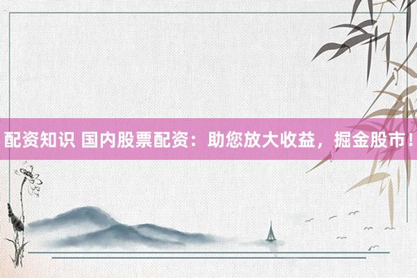 配资知识 国内股票配资：助您放大收益，掘金股市！