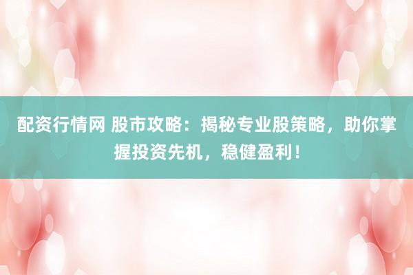 配资行情网 股市攻略：揭秘专业股策略，助你掌握投资先机，稳健盈利！