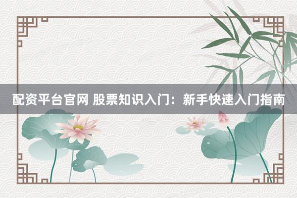 配资平台官网 股票知识入门：新手快速入门指南
