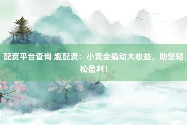 配资平台查询 趣配资：小资金撬动大收益，助您轻松盈利！
