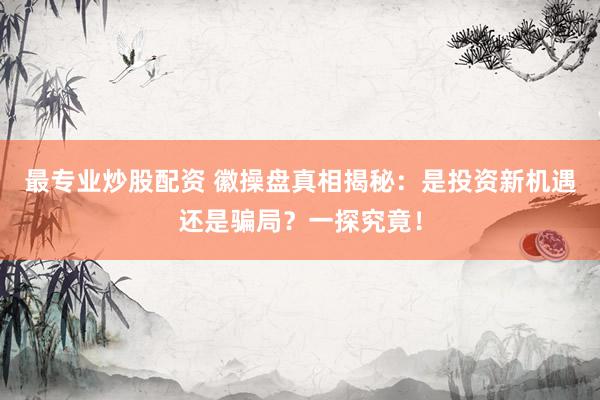最专业炒股配资 徽操盘真相揭秘：是投资新机遇还是骗局？一探究竟！