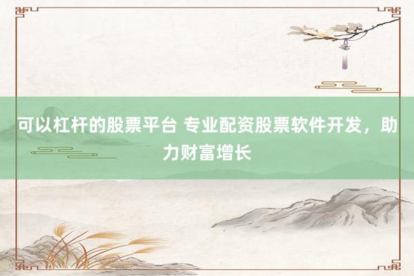 可以杠杆的股票平台 专业配资股票软件开发，助力财富增长