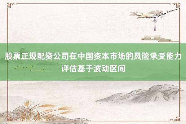 股票正规配资公司在中国资本市场的风险承受能力评估基于波动区间