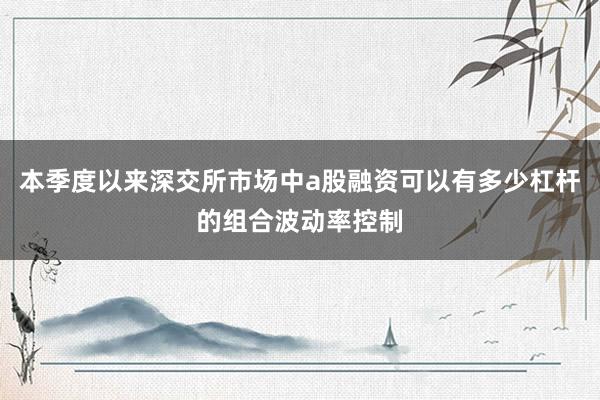 本季度以来深交所市场中a股融资可以有多少杠杆的组合波动率控制