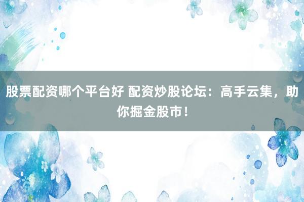 股票配资哪个平台好 配资炒股论坛：高手云集，助你掘金股市！