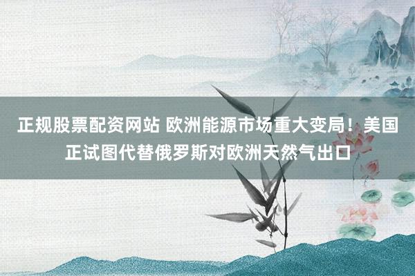 正规股票配资网站 欧洲能源市场重大变局！美国正试图代替俄罗斯对欧洲天然气出口