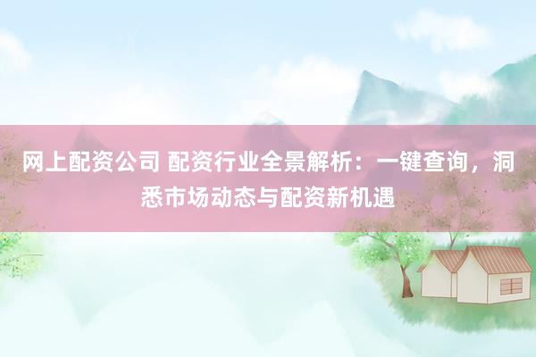 网上配资公司 配资行业全景解析：一键查询，洞悉市场动态与配资新机遇