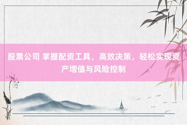 股票公司 掌握配资工具，高效决策，轻松实现资产增值与风险控制